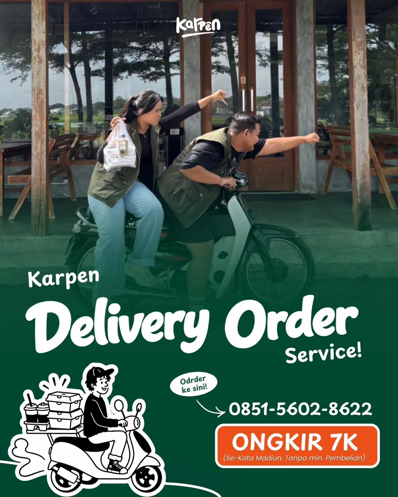 Poster Karpen Delivery Order: ongkir Rp7.000 se-Kota Madiun