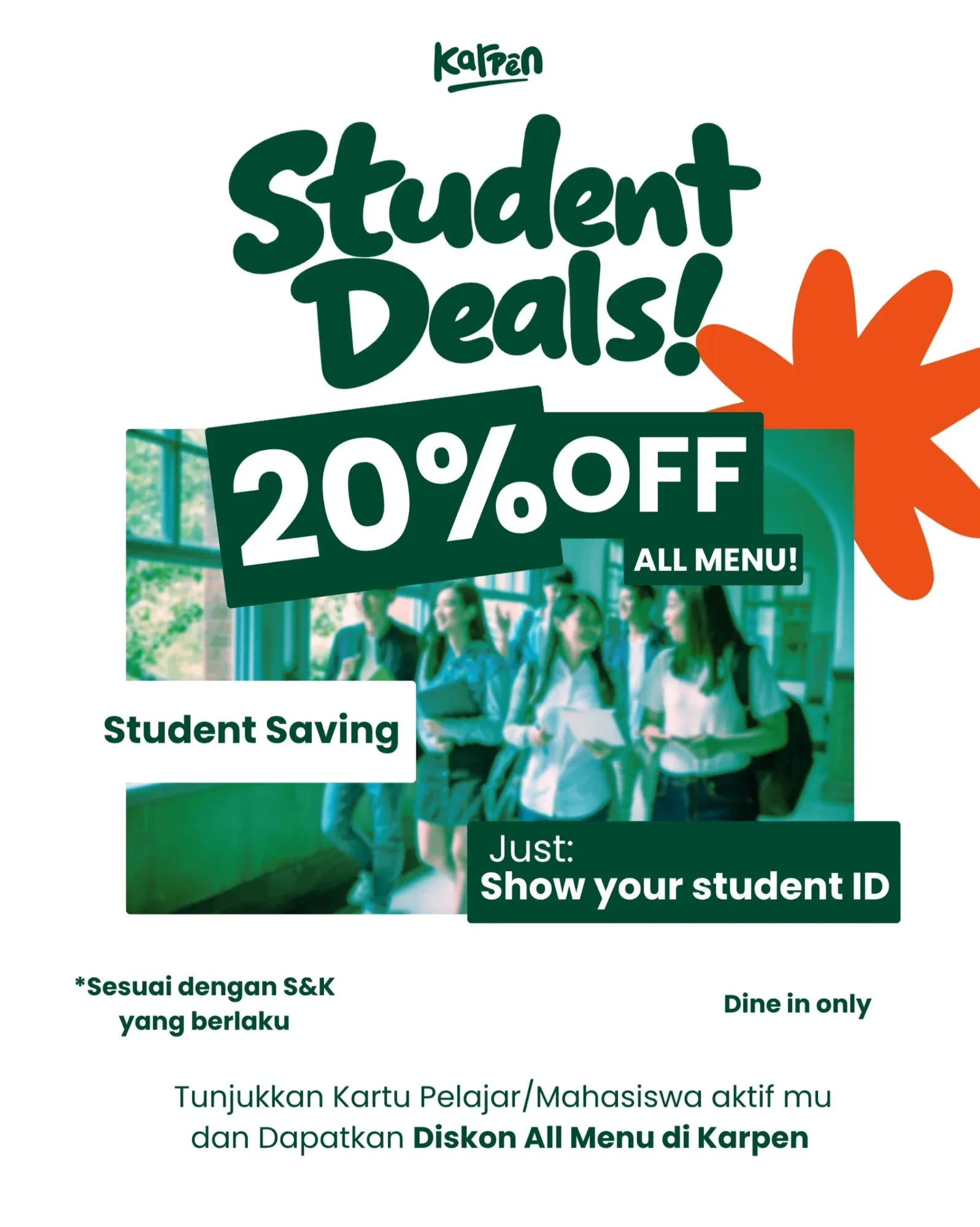 Diskon pelajar 20%